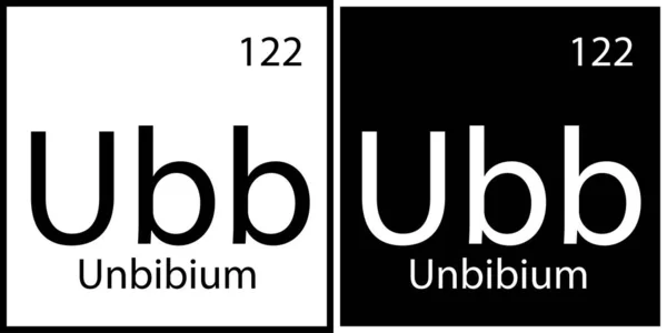 Ikona Unbibium. Chemické znamení. Prvek tabulky Mendeleev. Bílé a černé čtverce. Vektorová ilustrace. Stock image. — Stockový vektor