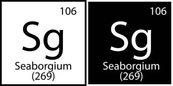 Значок Seaborgium. Менделєєв елемент таблиці. Хімічний знак. Білі і чорні квадрати. Векторні ілюстрації. Зберігати зображення . — стоковий вектор