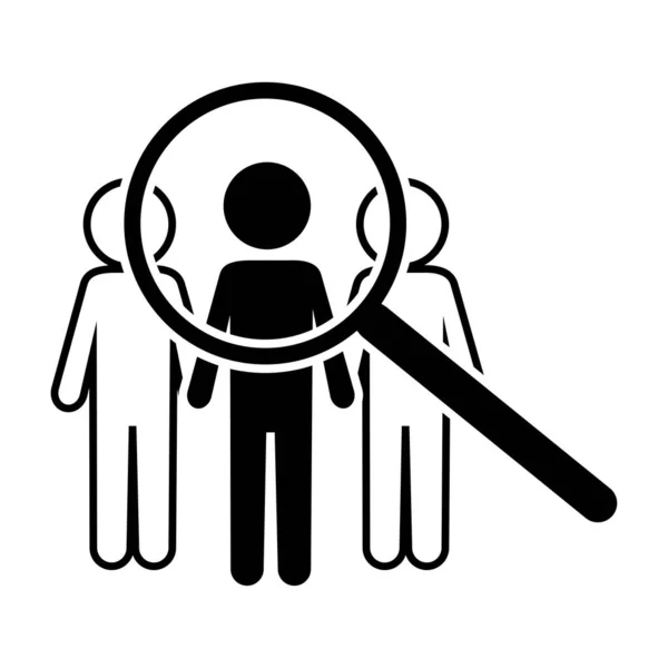 Search people icon. Magnifying glass sign. Individual man. Flat element. Simple design. Vector illustration. Stock image. —  Vetores de Stock