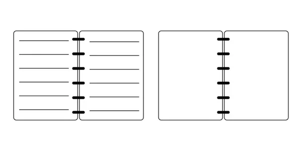 Notebook icoon. Lineair en schoon papier. Spiraalvormige ring. Logo ontwerp. Simpel element. Vector illustratie. Voorraadafbeelding. — Stockvector