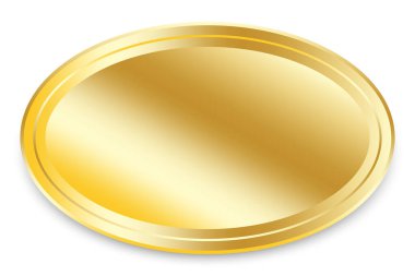 Altın tabak ikonu. İsim etiketi. Oval şekil. Gradyan etkisi. Kalıp elemanı. Lüks sanat. Vektör çizimi. Resim yükle. 