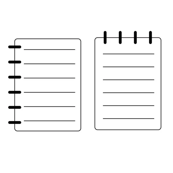 Notebook icoon. Lineair papier. Spiraalvormige ring. Logo ontwerp. Bedrijfsconcept. Eenvoudige kunst. Vector illustratie. Voorraadafbeelding. — Stockvector