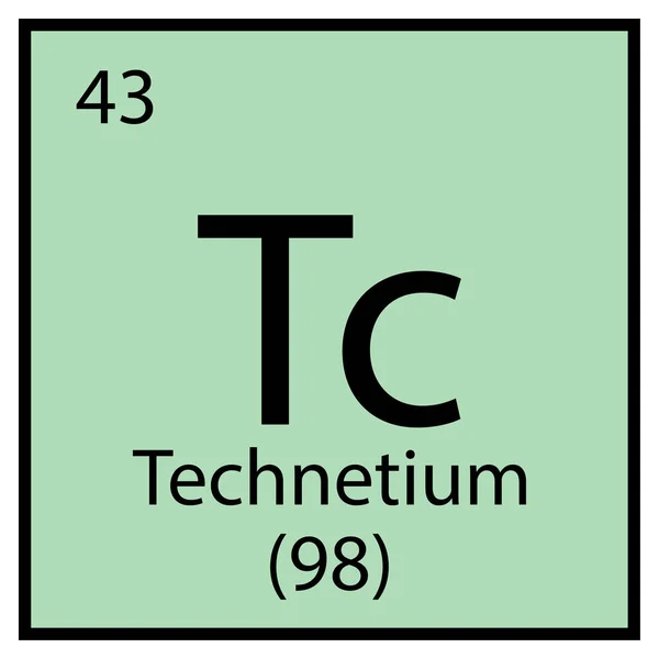 Teknesium simbol kimia. Elemen tabel Mendeleev. Tanda pendidikan. Latar belakang biru. Vektor ilustrasi. Citra stok. - Stok Vektor