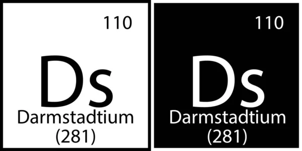 Darmstadtium chemical symbol. Banner art. Square frame. Science emblem. Mendeleev table. Vector illustration. Stock image. — Stock Vector