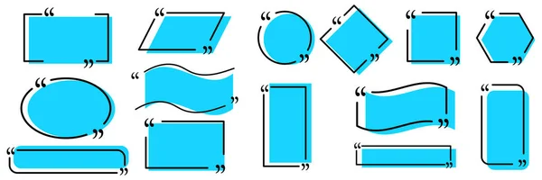 Conjunto de marco de caja de cotización. Burbujas del habla. Signos de color azul. Concepto de comunicación. Ilustración vectorial. Imagen de stock. — Vector de stock