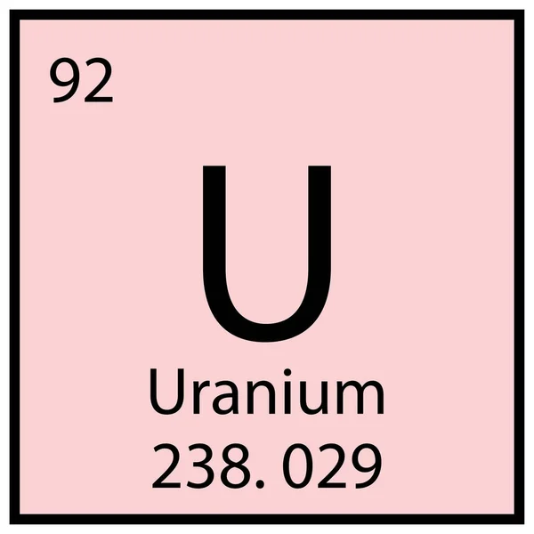 Uranium icon. Chemical sign. Mendeleev table. Square frame. Light pink background. Vector illustration. Stock image. — 图库矢量图片