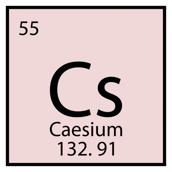 Caesium chemical sign. Mendeleev table element. Square frame. Purple background. Vector illustration. Stock image. — 图库矢量图片