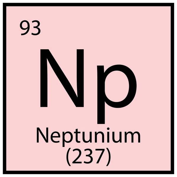 Icona del Neptunium. Segno chimico. Tavolo Mendeleev. Quadrato. Sfondo rosa chiaro. Illustrazione vettoriale. Immagine stock. — Vettoriale Stock