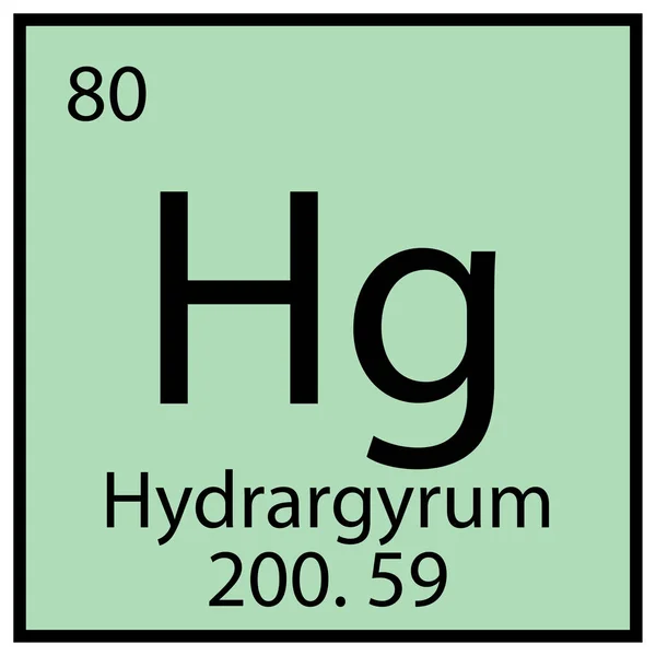 Hydrargyrum sign. Chemical element. Mendeleev table. Square frame. Blue background. Vector illustration. Stock image. —  Vetores de Stock