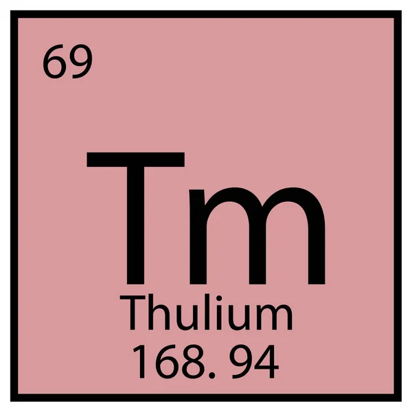 Elemento químico de Thulium. Símbolo de mesa Mendeleev. Marco cuadrado. Fondo rosa. Ilustración vectorial. Imagen de stock. — Vector de stock