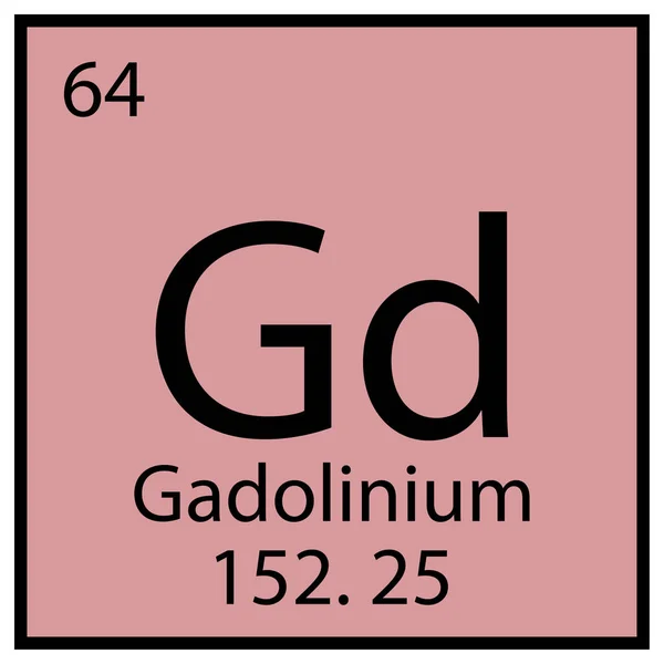Gadolinium chemical element. Mendeleev table symbol. Square frame. Pink background. Vector illustration. Stock image. — ストックベクタ