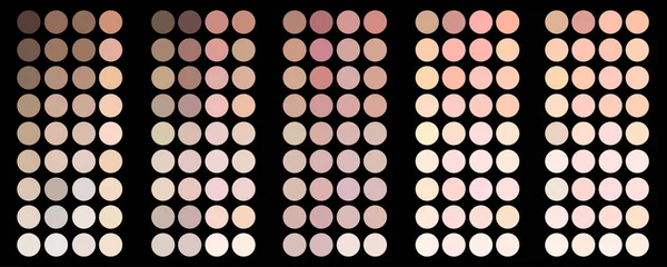 Collection of skin tones palettes. Realistic effect. Beauty sphere. Black background. Vector illustration. Stock image. — Stock Vector