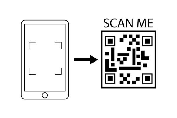 Scan me sign. Arrow element. Smartphone symbol. Qr code icon. Modern technology. Vector illustration. Stock image. — Stockvektor