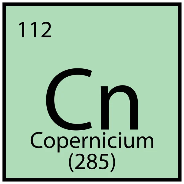 Copernicium chemical sign. Mendeleev table symbol. Education concept. Mint background. Vector illustration. Stock image. — 图库矢量图片