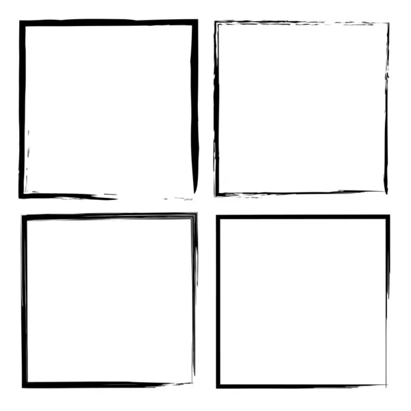 Grunge square frames icon. Ink set. Abstract art. Creative design. Hand drawn picture. Vector illustration. Stock image. — Stock vektor