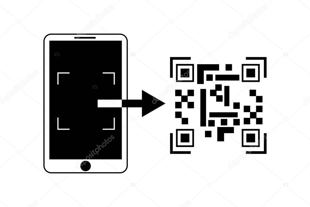 Scan me sign. Identification code. Qr code icon. Smartphone symbol. Modern technology. Vector illustration. Stock image. EPS 10.