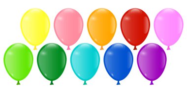 Balon simgesi ayarlandı. Renkli işaretler. Kutlama konsepti. Tatil dekorasyonu. Çizgi film sanatı. Vektör çizimi. Resim yükle. 