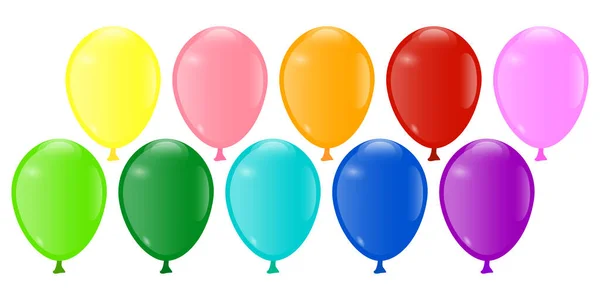 Zestaw ikon balonów. Kolorowe znaki. Koncepcja świętowania. Świąteczne dekoracje. Sztuka z kreskówek. Ilustracja wektora. Obraz zapasów. — Wektor stockowy