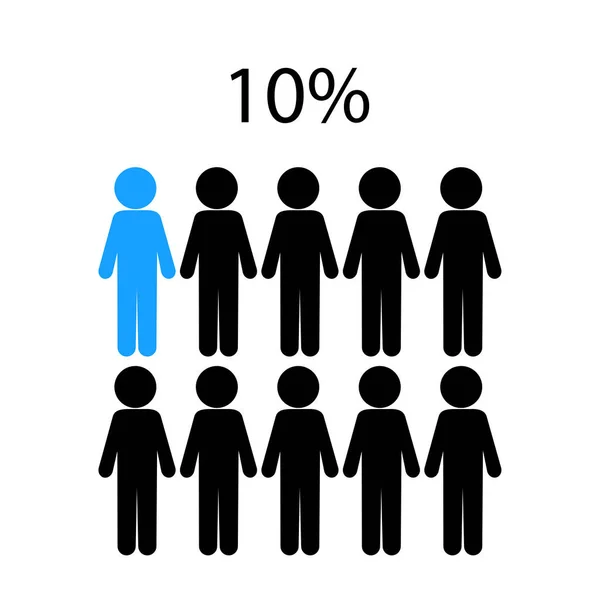 Zehn Prozent Infografik-Ikone. Blau und Schwarz. Analyseprozess. Statistisches Konzept. Vektorillustration. Archivbild. — Stockvektor