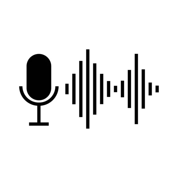 Logo del podcast. Icono del micrófono. Ola musical. Símbolo de radio. Concepto de audio. Un elemento discográfico. Ilustración vectorial. Imagen de stock. — Vector de stock