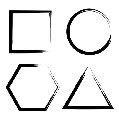 Mürekkep geometrik şekiller. Grunge tarzı. El çizimi. Soyut şekil. Basit bir tasarım. Vektör çizimi. Resim yükle.