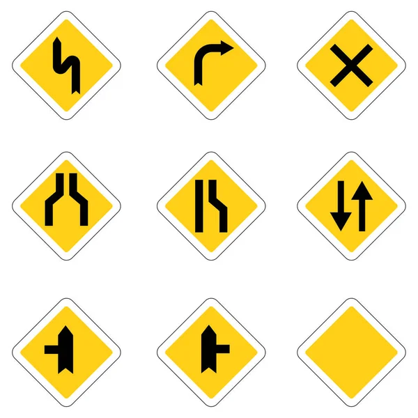 Пріоритетні дорожні знаки. Обов'язкові дорожні знаки. Закони дорожнього руху. Векторні ілюстрації. стокове зображення . — стоковий вектор