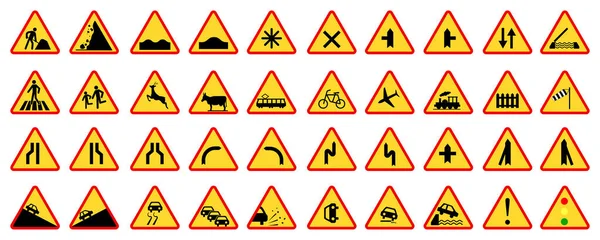 Panneaux routiers prioritaires. Panneaux routiers obligatoires. Les lois de la circulation. Illustration vectorielle. image de stock. — Image vectorielle