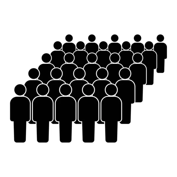 Silueta multitud de personas. Concepto de negocio. Gente en fila. Ilustración vectorial. imagen de stock. — Vector de stock