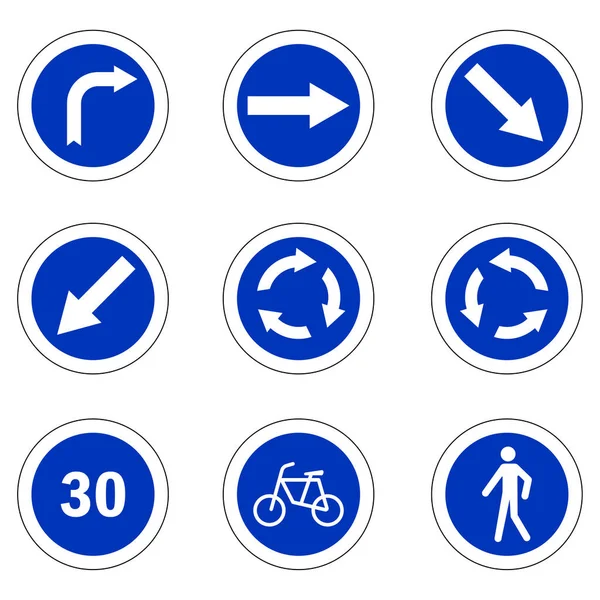 Priority road signs. Mandatory road signs. Traffic Laws. Vector illustration. stock image. — Stock Vector