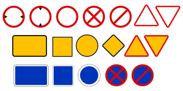 Priority road signs. Prohibition road signs. Mandatory road signs. Traffic Laws. Vector illustration. stock image. — Stock Vector