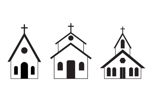 Černá silueta kostela v moderním stylu na bílém pozadí. Vektorová ilustrace. stock image. — Stockový vektor