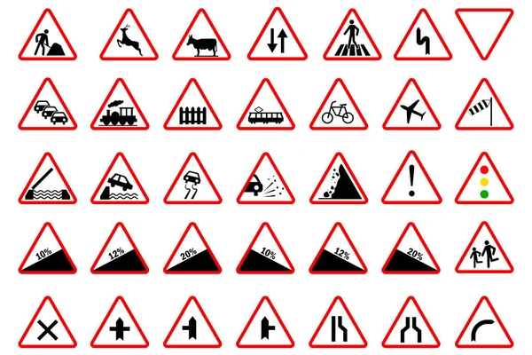 Panneaux routiers prioritaires. Panneaux routiers obligatoires. Les lois de la circulation. Illustration vectorielle. image de stock. — Image vectorielle