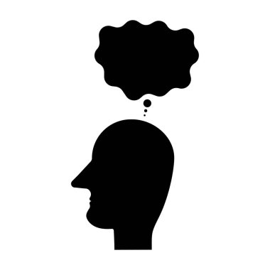 Düşünceleri olan insan kafası. İş vektör simgesi. İş, eğitim kavramı. Çizelge konsepti. Vektör çizimi. depolama resmi. 