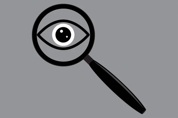 Icon with magnifier with eye. Thin line icon set. Vector illustration. stock image. — Stock Vector