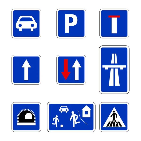 Пріоритетні дорожні знаки. Обов'язкові дорожні знаки. Закони дорожнього руху. Векторні ілюстрації. стокове зображення . — стоковий вектор