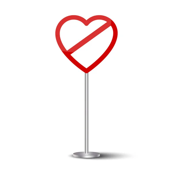 Verkehrsschild heart.Love Konzept. Vektordesign. Rotes Herz. Vektorillustration. Archivbild. — Stockvektor