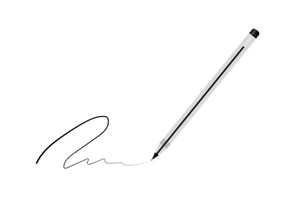 Signature stylo noir sur fond blanc. Signature linéaire du stylo pour la conception du papier. Illustration vectorielle. image de stock. — Image vectorielle
