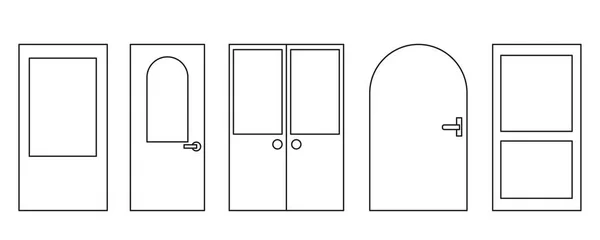 Türensatz. Haus außen. Essbarer Schlaganfall. Vektorillustration. Archivbild. — Stockvektor