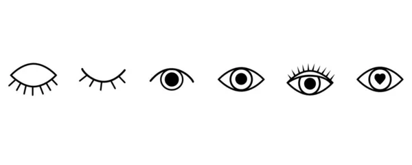 Набір очей. Піктограми очей у різних станах. Символ обличчя. Векторні ілюстрації. стокове зображення . — стоковий вектор