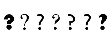 Soru işaretleri fırça. Soru işareti simgesi. Retro set. Mürekkep fırçası çizimi. Vektör çizimi. depolama resmi.