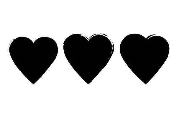 Flacher Knopf mit schwarzen Herzen. Liebeskonzept. Gesundheitskonzept. Vektorillustration. Aktienbild. E — Stockvektor