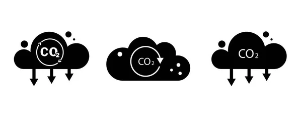 Nuages de CO2, grand design pour tous les usages. Réduire les émissions de CO2. Neutre en carbone. Illustration vectorielle. image de stock. — Image vectorielle