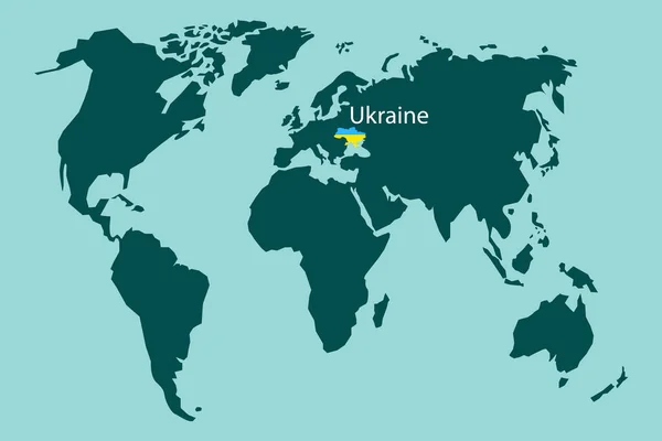 平面插图与乌克兰语世界地图。行星地球。乌克兰世界地图。矢量图解。股票形象. — 图库矢量图片