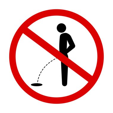 İşemek yasaktır. Tuvalete gitmeyi yasaklayan bir işaret. Doğanın saflığı. Kültürel işaret. Vektör çizimi. depolama resmi. 