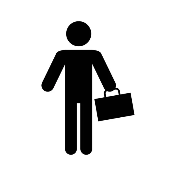 Silhouette d'un homme avec une valise. Icône des colons. Réfugié du pays. Illustration vectorielle. image de stock. — Image vectorielle