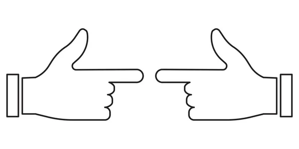 Icono lineal con dos dedos índice de manos. Un gesto de dedo. Ilustración vectorial. imagen de stock. — Vector de stock