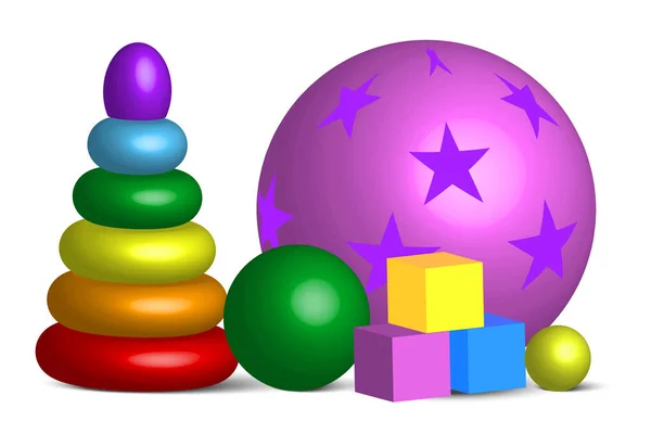 Speelgoed voor kinderen. Kleurrijke vector illustratie kinderspeelgoed. Vector illustratie. voorraadafbeelding. — Stockvector