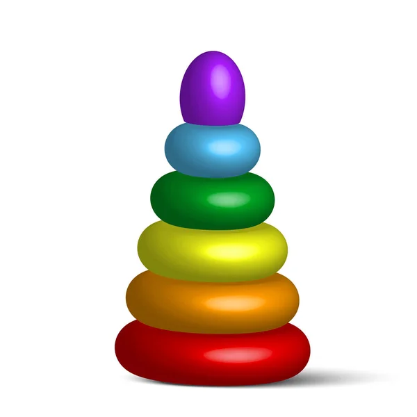 Pyramide de jouets dans un style réaliste. Jouet enfant coloré. Illustration vectorielle. image de stock. — Image vectorielle