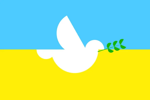 Bandera ucraniana rama de paloma en estilo de dibujos animados. No hay guerra. Azul amarillo. Apoye el signo ucraniano. Ilustración vectorial. imagen de stock. — Archivo Imágenes Vectoriales