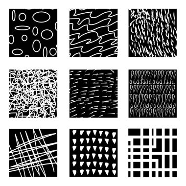 Tebeşir kareleri eskiz tarzında fırçala. Grunge dokusu. Mürekkep fırçası çizimi. Vektör çizimi. depolama resmi. 